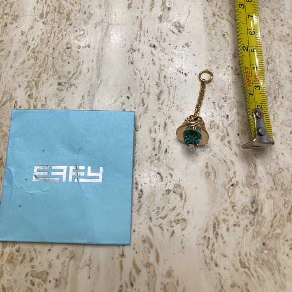 EFFY Bells Handbag Charm Collection Gold Tone Bell on Chain Light Blue Crystal - Picture 2 of 2